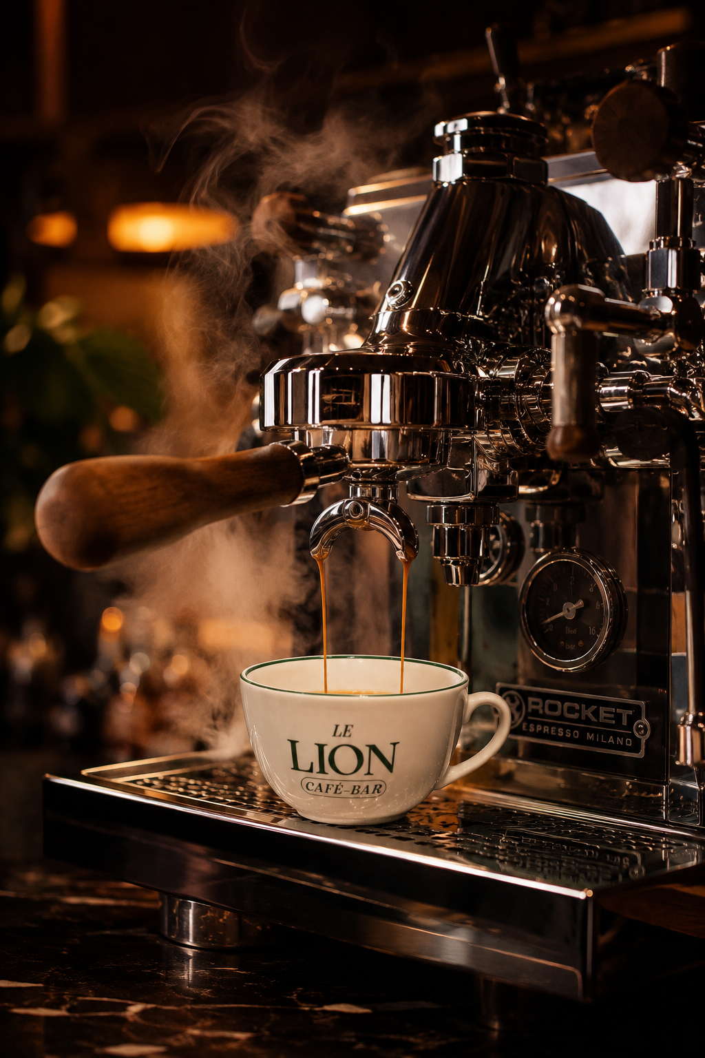 Espresso an der Kaffeemaschine